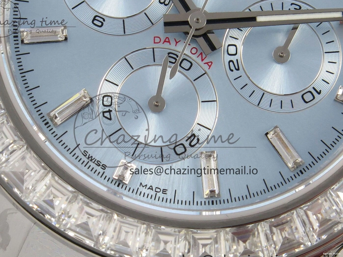 0227 Daytona 116576TBR 3CF 1:1 Best Edition diamonds Bezel Ice Blue Dial on SS Bracelet SH4130 V2(Mod Version) WaterResistant 140